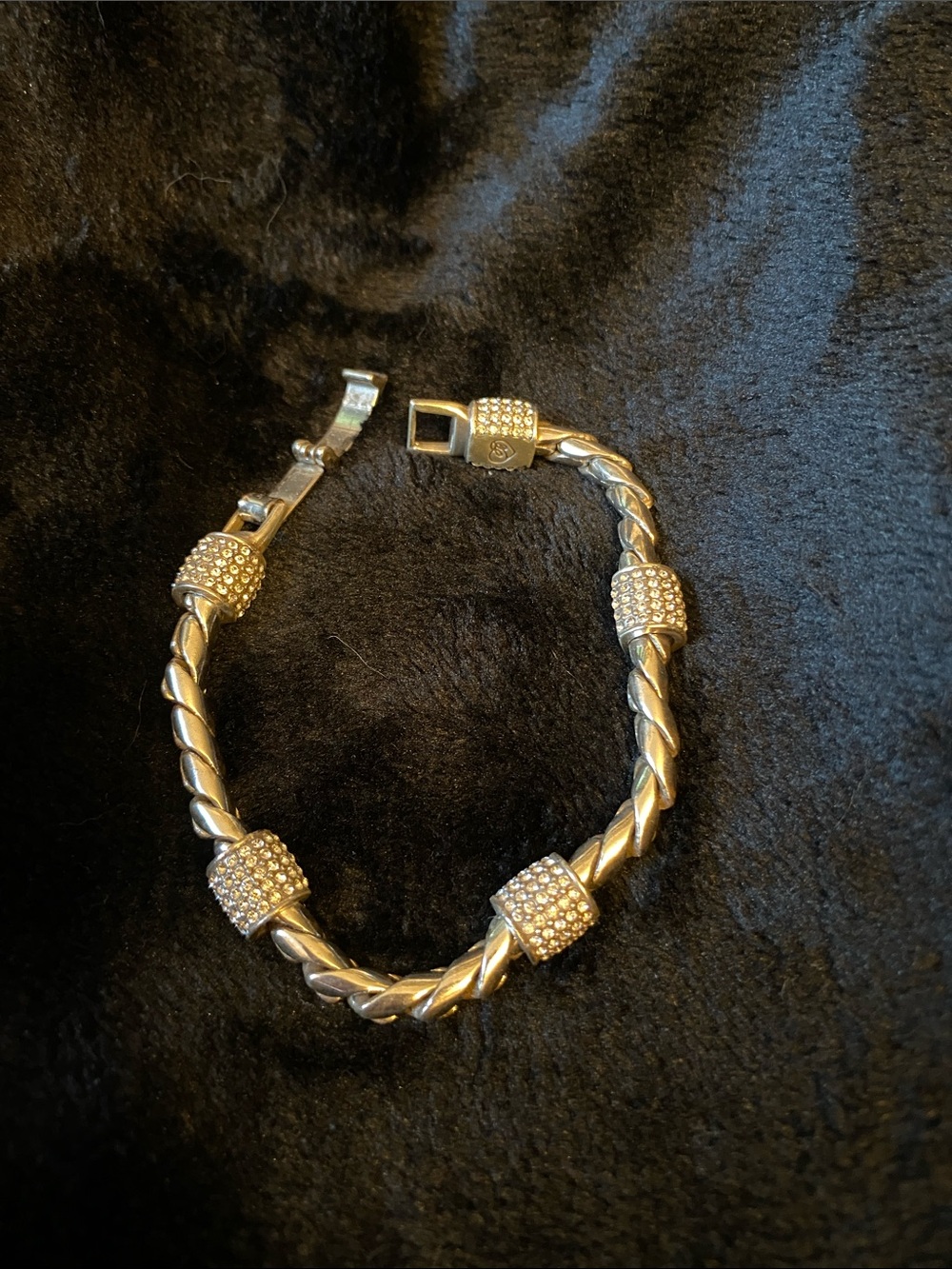 Brighton Meridian Twisted Chain Crystal studded barrel Bead Bracelet - Picture 2 of 6